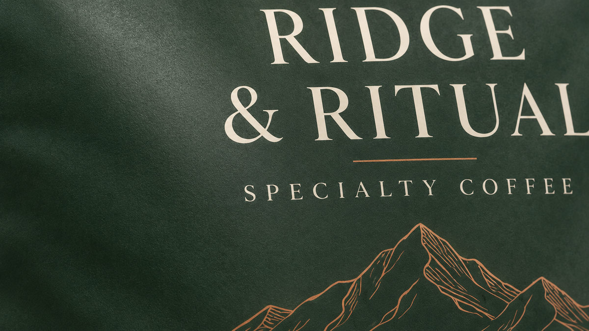 Close-up of matte RIDGE & RITUAL pouch surface