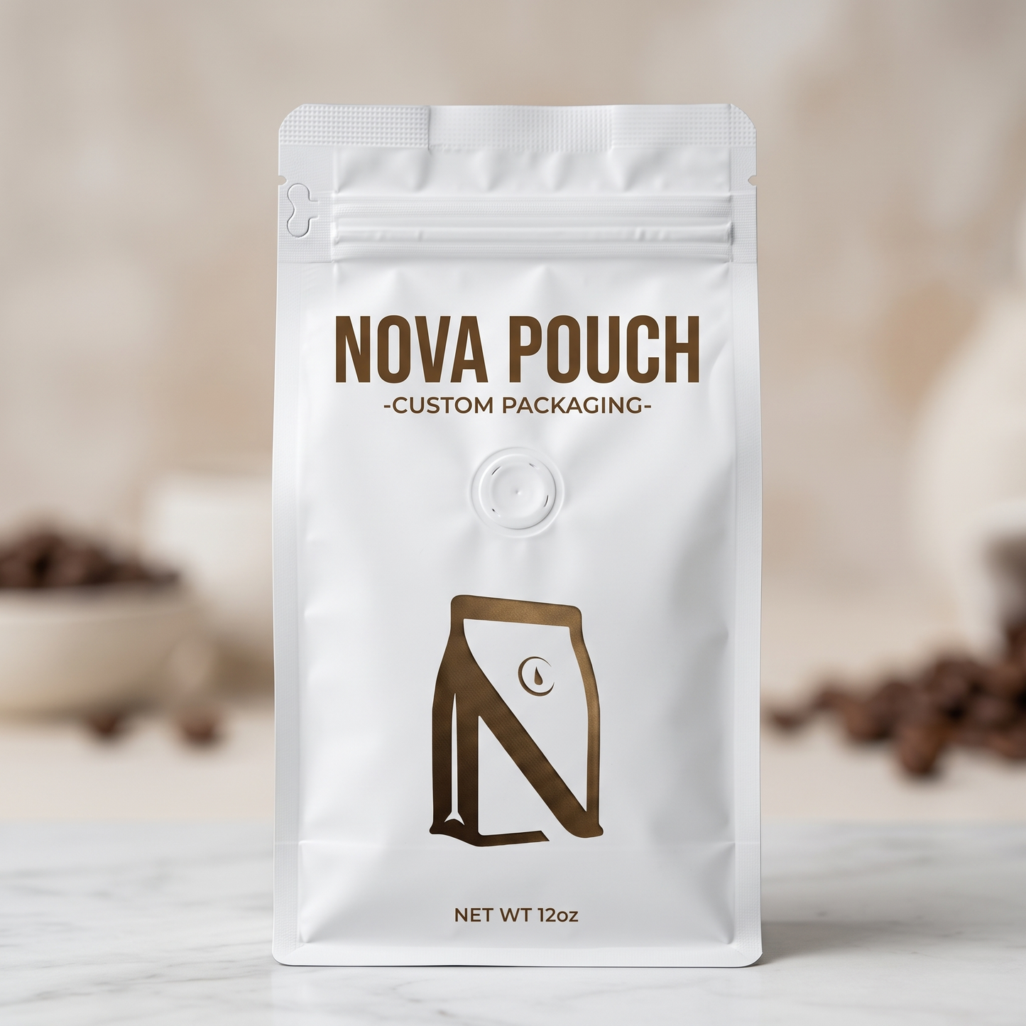 Custom Coffee Stand-Up Pouches with One-Way Valve